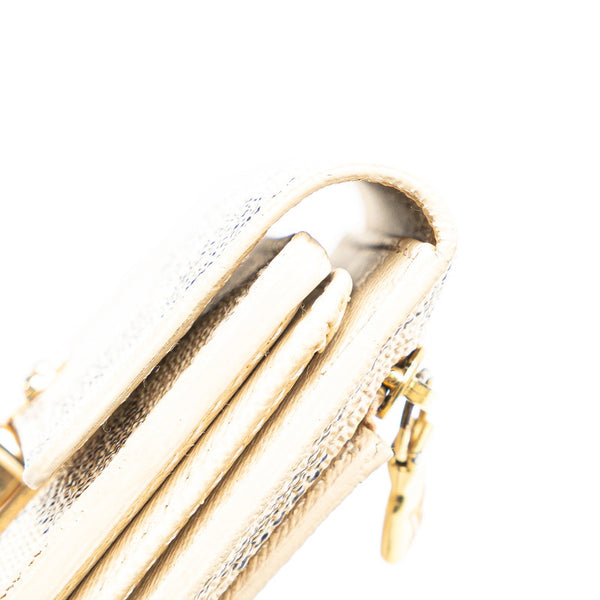 ルイ ヴィトン ダミエ アズール ポルト フォイユ コアラ 三つ折り財布 N60013 ホワイト PVC レディース LOUIS VUITTON 【中古】