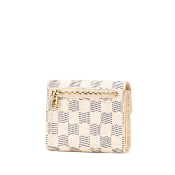 ルイ ヴィトン ダミエ アズール ポルト フォイユ コアラ 三つ折り財布 N60013 ホワイト PVC レディース LOUIS VUITTON 【中古】