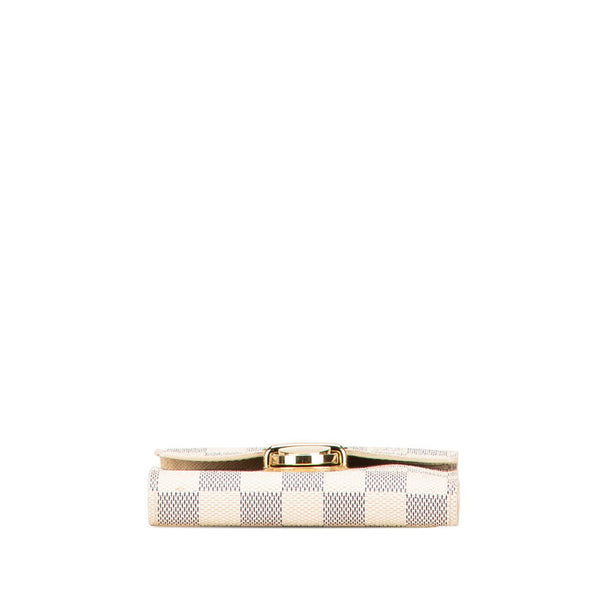 ルイ ヴィトン ダミエ アズール ポルト フォイユ コアラ 三つ折り財布 N60013 ホワイト PVC レディース LOUIS VUITTON 【中古】