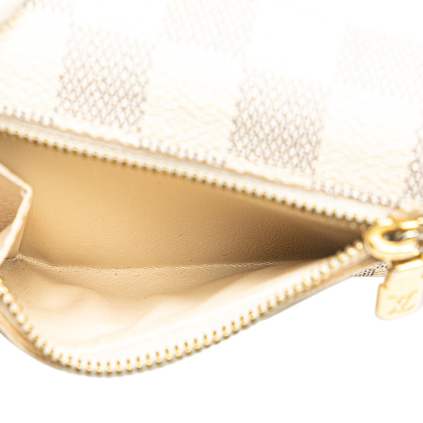 ルイ ヴィトン ダミエ アズール ポルト フォイユ コアラ 三つ折り財布 N60013 ホワイト PVC レディース LOUIS VUITTON 【中古】