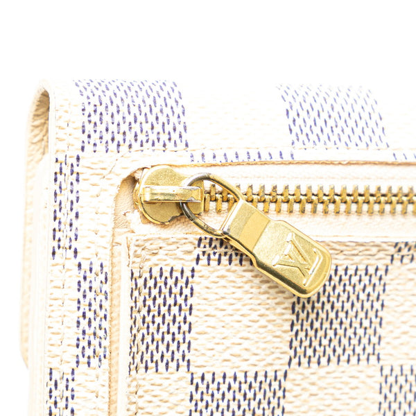 ルイ ヴィトン ダミエ アズール ポルト フォイユ コアラ 三つ折り財布 N60013 ホワイト PVC レディース LOUIS VUITTON 【中古】