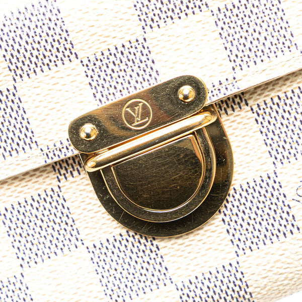 ルイ ヴィトン ダミエ アズール ポルト フォイユ コアラ 三つ折り財布 N60013 ホワイト PVC レディース LOUIS VUITTON 【中古】