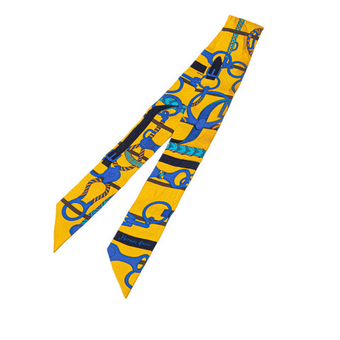 エルメス ツイリー Panoplie equestre 乗馬の装具一式 スカーフ イエロー マルチカラー シルク レディース HERMES 【中古】