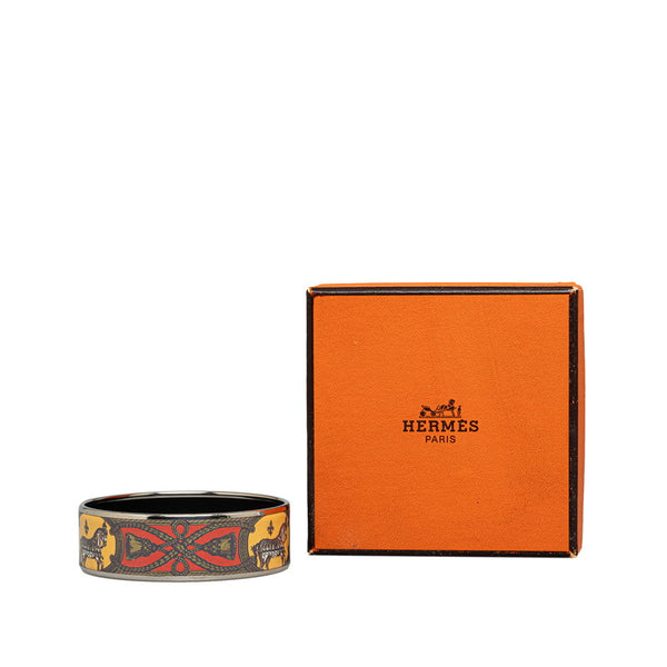エルメス エマイユGM 七宝焼き 馬 バングル ブレスレット シルバー イエロー マルチカラー メッキ レディース HERMES 【中古】