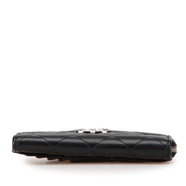 シャネル マトラッセ ココマーク カードケース コインケース ブラック ラムスキン ラインストーン レディース CHANEL 【中古】