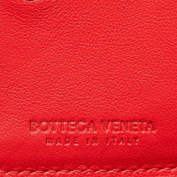 ボッテガヴェネタ イントレチャート 三つ折り財布 レッド レザー レディース BOTTEGAVENETA 【中古】