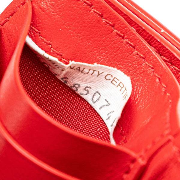 ボッテガヴェネタ イントレチャート 三つ折り財布 レッド レザー レディース BOTTEGAVENETA 【中古】