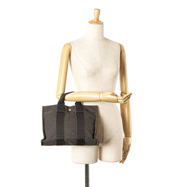 エルメス エールラインPM トートバッグ ハンドバッグ チャコール グレー キャンバス レディース HERMES 【中古】