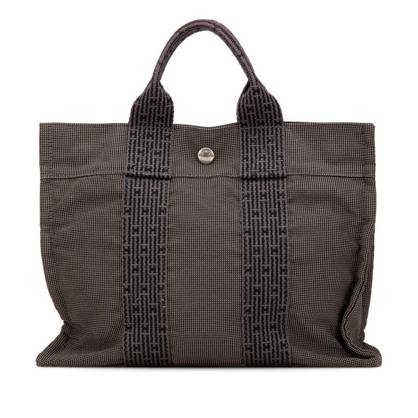 エルメス エールラインPM トートバッグ ハンドバッグ チャコール グレー キャンバス レディース HERMES 【中古】