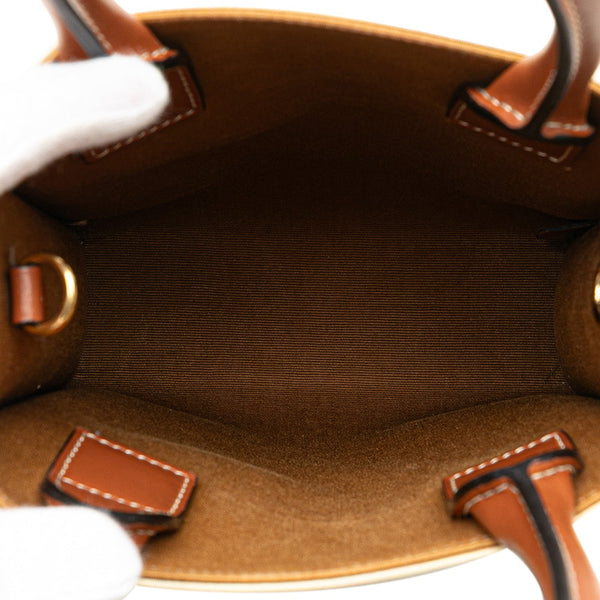 セリーヌ トリオンフ ミニ バーティカル カバ ハンドバッグ ショルダーバッグ 2WAY アイボリー ブラウン PVC レザー レディース CELINE 【中古】
