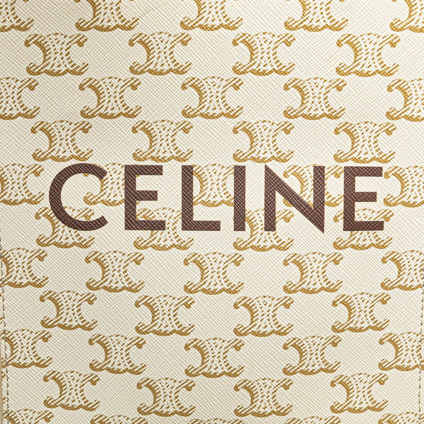 セリーヌ トリオンフ ミニ バーティカル カバ ハンドバッグ ショルダーバッグ 2WAY アイボリー ブラウン PVC レザー レディース CELINE 【中古】