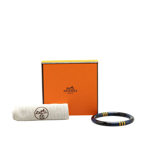 エルメス ジャンピング ロカバール ブレスレット バングル ネイビー ブラック ラッカーウッド レディース HERMES 【中古】