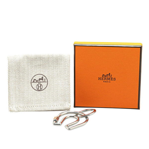 エルメス Hロゴ フェラ ア シュバル ホースシュー 馬蹄 モチーフ キーリング キーホルダー シルバー オレンジ メタル メンズ HERMES 【中古】