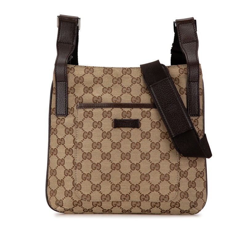グッチ GGキャンバス ショルダーバッグ 122793 ベージュ ブラウン キャンバス レザー レディース GUCCI 【中古】