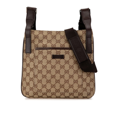 グッチ GGキャンバス ショルダーバッグ 122793 ベージュ ブラウン キャンバス レザー レディース GUCCI 【中古】