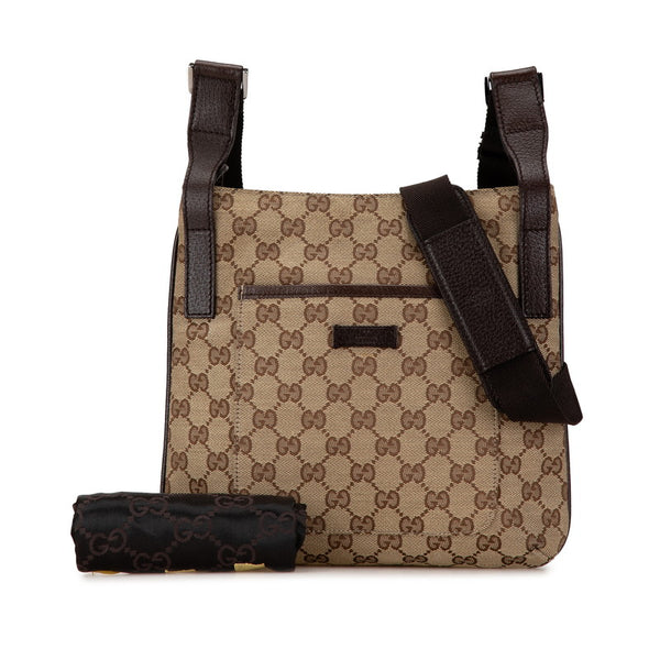 グッチ GGキャンバス ショルダーバッグ 122793 ベージュ ブラウン キャンバス レザー レディース GUCCI 【中古】