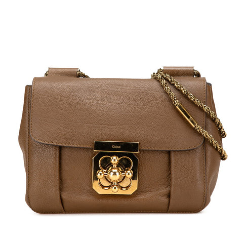クロエ エルシー 斜め掛け チェーン ショルダーバッグ ブラウン レザー レディース Chloe 【中古】