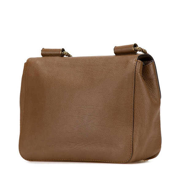 クロエ エルシー 斜め掛け チェーン ショルダーバッグ ブラウン レザー レディース Chloe 【中古】