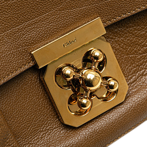 クロエ エルシー 斜め掛け チェーン ショルダーバッグ ブラウン レザー レディース Chloe 【中古】