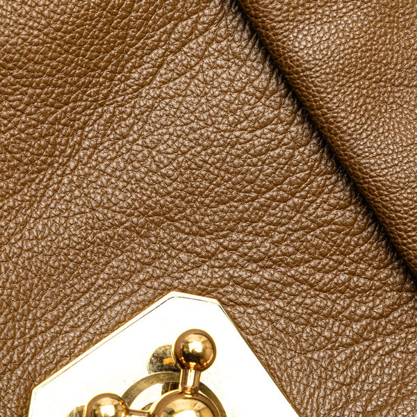 クロエ エルシー 斜め掛け チェーン ショルダーバッグ ブラウン レザー レディース Chloe 【中古】