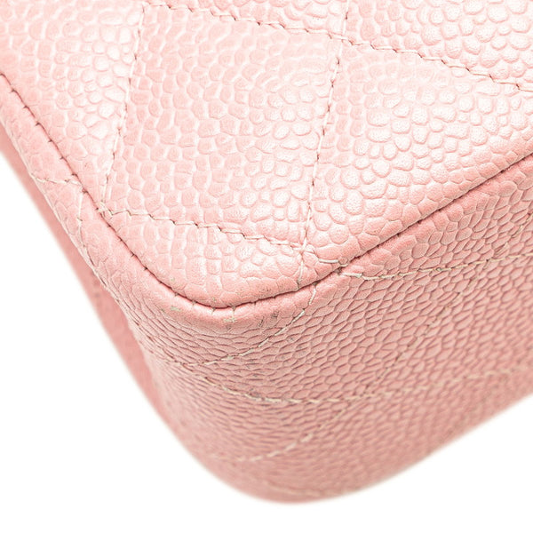シャネル マトラッセ ココマーク Wフラップ チェーン ショルダーバッグ ハンドバッグ ピンク キャビアスキン レディース CHANEL 【中古】
