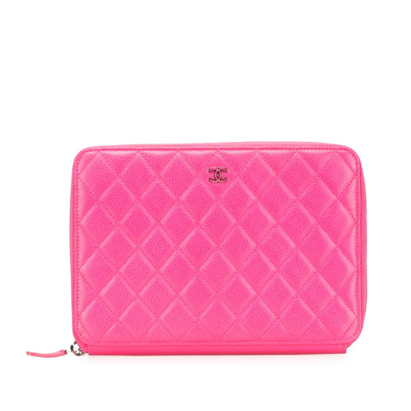 シャネル マトラッセ ココマーク クラッチバッグ ウォレットバッグ ピンク キャビアスキン レディース CHANEL 【中古】