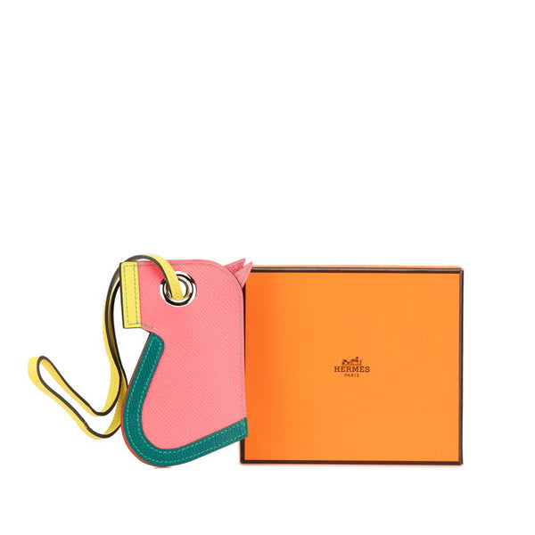 エルメス カマイユ 馬 キーホルダー バッグチャーム ローズアザレ マラカイト ライム ヴォーエプソン レディース HERMES 【中古】
