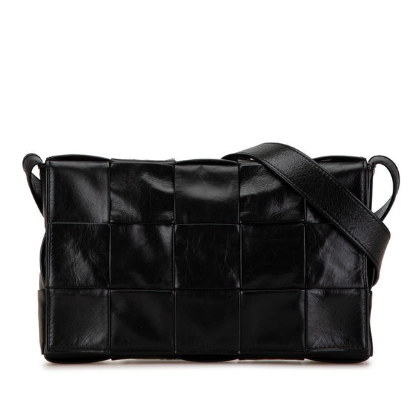ボッテガヴェネタ イントレチャート ショルダーバッグ ブラック レザー レディース BOTTEGAVENETA 【中古】