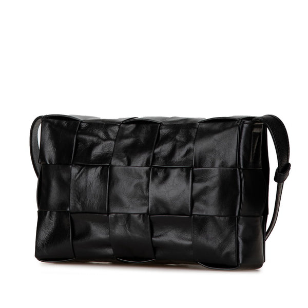ボッテガヴェネタ イントレチャート ショルダーバッグ ブラック レザー レディース BOTTEGAVENETA 【中古】