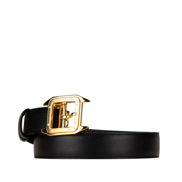 カルティエ サントス ドゥ ベルト ブラック レザー レディース CARTIER 【中古】