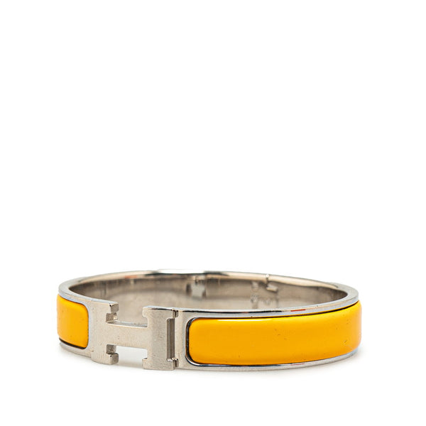 エルメス クリッククラックH PM ブレスレット シルバー イエロー メタル レディース HERMES 【中古】