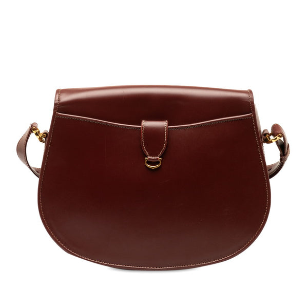 カルティエ マストライン 斜め掛け ショルダーバッグ ワインレッド ボルドー レザー レディース CARTIER 【中古】