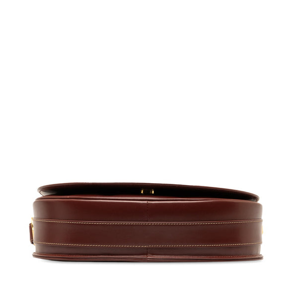 カルティエ マストライン 斜め掛け ショルダーバッグ ワインレッド ボルドー レザー レディース CARTIER 【中古】