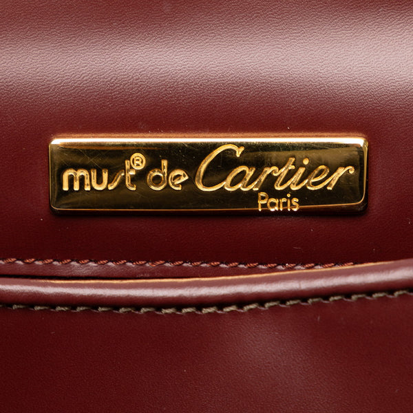 カルティエ マストライン 斜め掛け ショルダーバッグ ワインレッド ボルドー レザー レディース CARTIER 【中古】