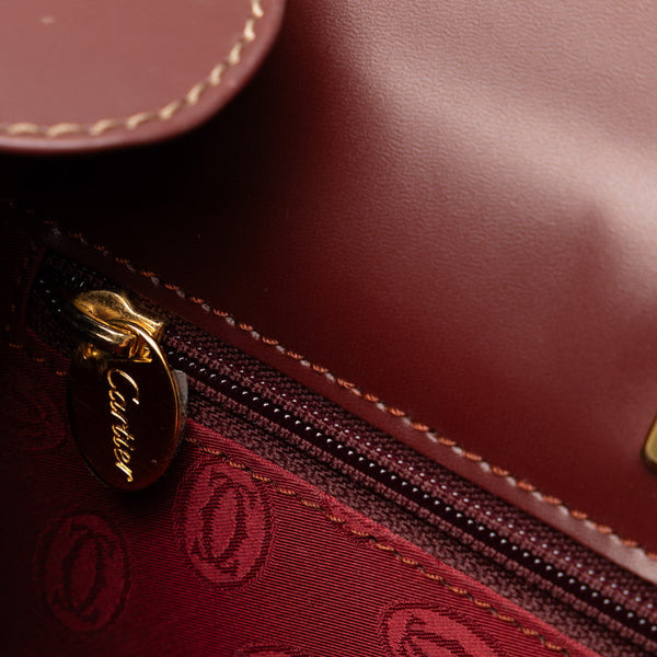 カルティエ マストライン 斜め掛け ショルダーバッグ ワインレッド ボルドー レザー レディース CARTIER 【中古】