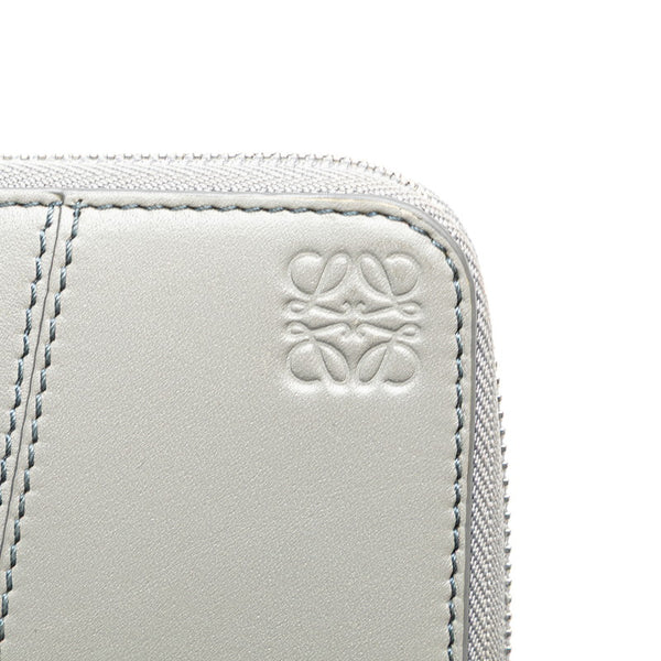 ロエベ アナグラム パズル ラウンドファスナー 長財布 グレー レザー レディース LOEWE 【中古】