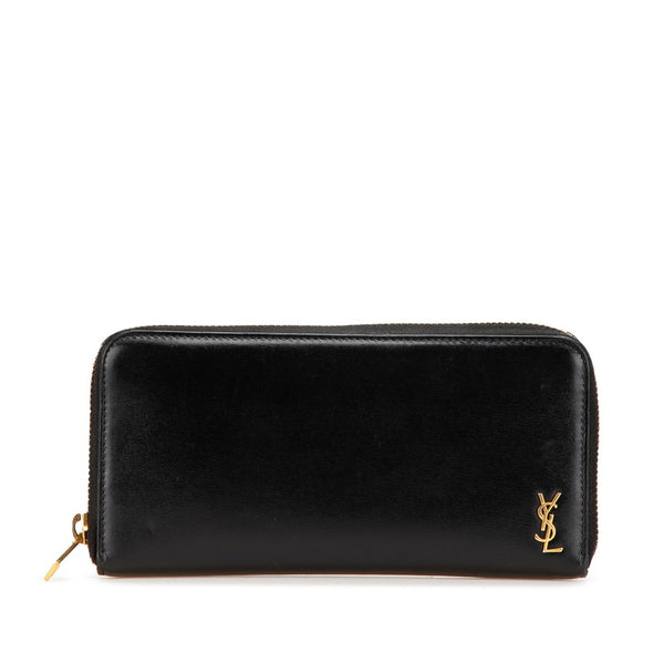 サンローラン YSLモノグラム ラウンドファスナー 長財布 ブラック レザー レディース SAINT LAURENT 【中古】