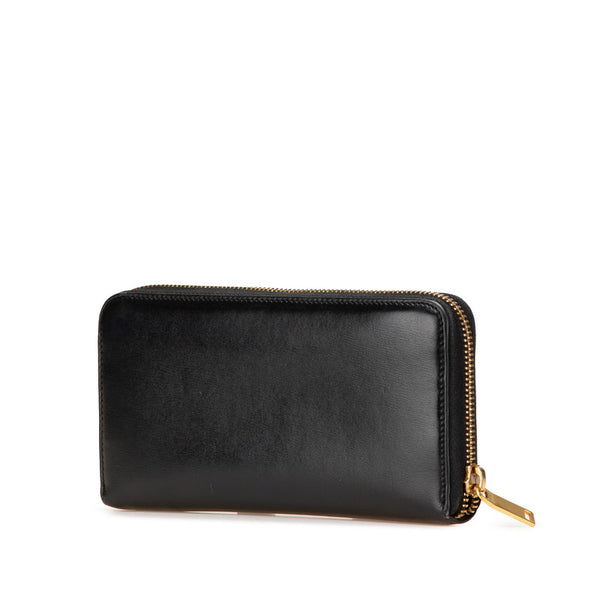 サンローラン YSLモノグラム ラウンドファスナー 長財布 ブラック レザー レディース SAINT LAURENT 【中古】
