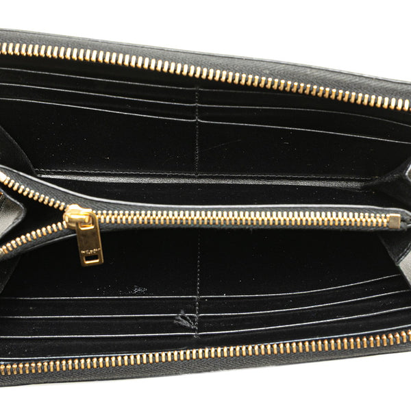 サンローラン YSLモノグラム ラウンドファスナー 長財布 ブラック レザー レディース SAINT LAURENT 【中古】