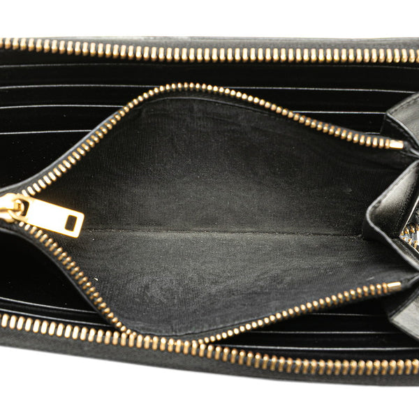 サンローラン YSLモノグラム ラウンドファスナー 長財布 ブラック レザー レディース SAINT LAURENT 【中古】