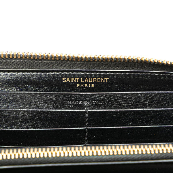 サンローラン YSLモノグラム ラウンドファスナー 長財布 ブラック レザー レディース SAINT LAURENT 【中古】