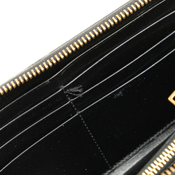 サンローラン YSLモノグラム ラウンドファスナー 長財布 ブラック レザー レディース SAINT LAURENT 【中古】