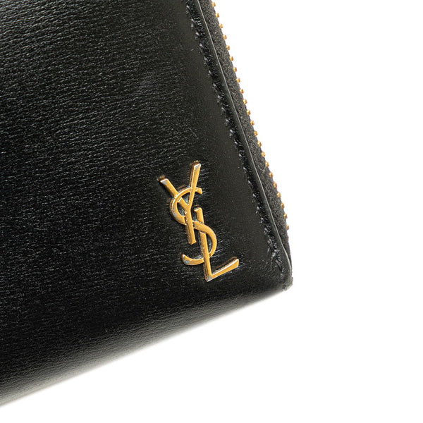 サンローラン YSLモノグラム ラウンドファスナー 長財布 ブラック レザー レディース SAINT LAURENT 【中古】
