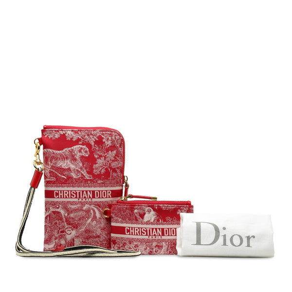 ディオール トラベル マルチファンクション ポーチ ショルダーポーチ ピンク ホワイト キャンバス レディース Dior 【中古】