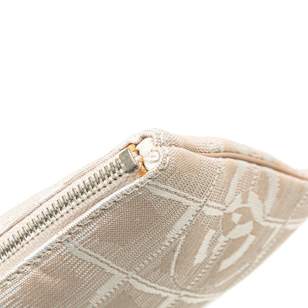 シャネル ニュートラベルライン ココマーク ポーチ ベージュ ホワイト キャンバス レディース CHANEL 【中古】