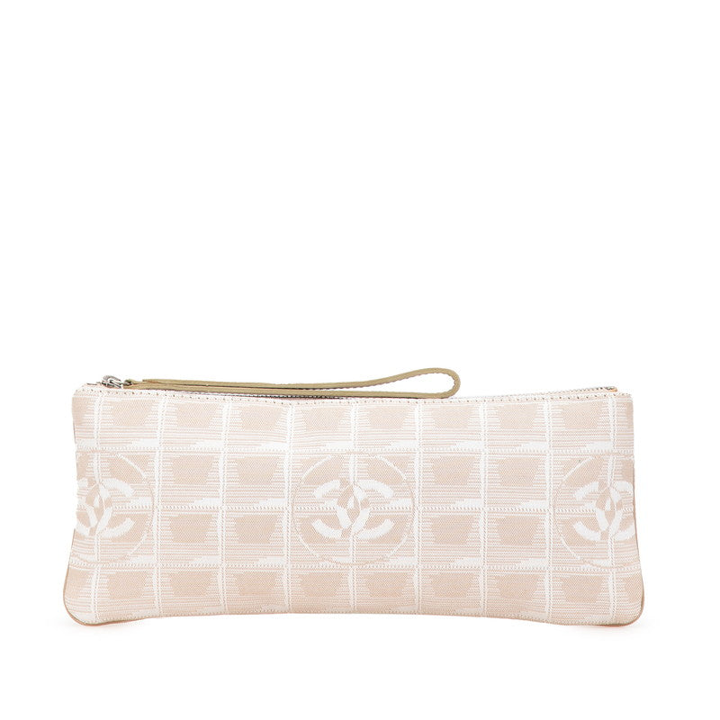 シャネル ニュートラベルライン ココマーク ポーチ ベージュ ホワイト キャンバス レディース CHANEL 【中古】