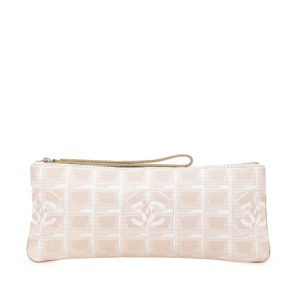 シャネル ニュートラベルライン ココマーク ポーチ ベージュ ホワイト キャンバス レディース CHANEL 【中古】