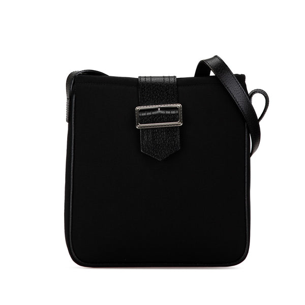 バーバリー ノバチェック ショルダーバッグ ブラック キャンバス レザー レディース BURBERRY 【中古】