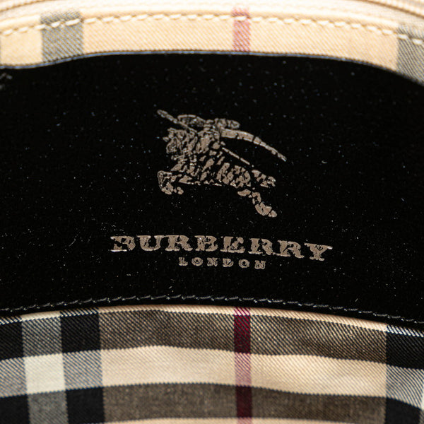 バーバリー ノバチェック ショルダーバッグ ブラック キャンバス レザー レディース BURBERRY 【中古】