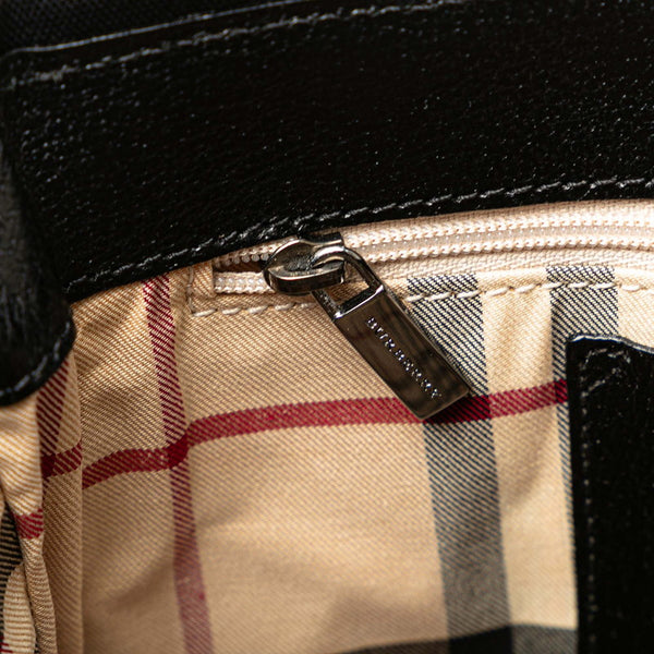 バーバリー ノバチェック ショルダーバッグ ブラック キャンバス レザー レディース BURBERRY 【中古】